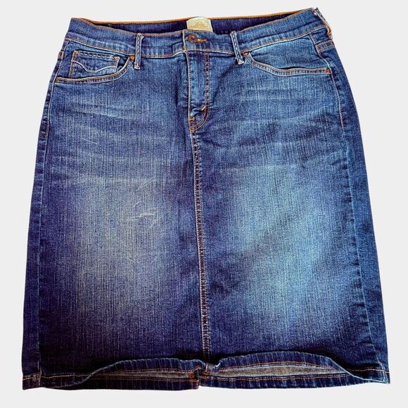 Vintage Levi’s Strauss Granny Core Retro Distressed Denim Stretch Skirt  Size 12 - Picture 1 of 7
